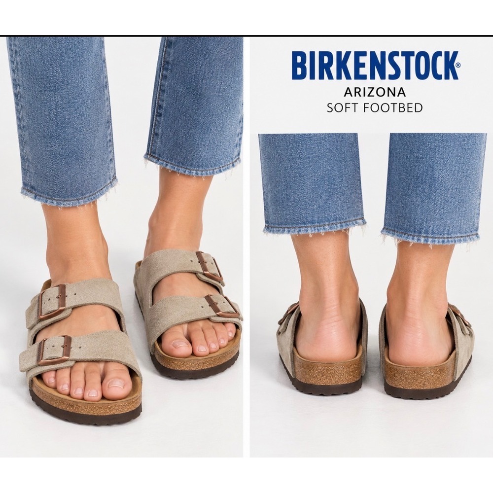 Birkenstock Arizona Soft Footbed Sandals Women's EU 36 US 5-5.5 Taupe Suede